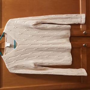 LIKE NEW Cullen soft cotton cable v-neck sweater Cream/Ivory size Small